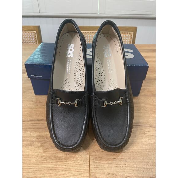 SAS Metro Slip On Loafers Smooth Black Leather Size 7.5 Double Wide NIB Slip-On - Picture 4 of 13